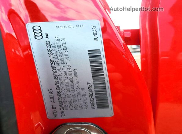 WAUB8GFF8G1085371 2016 AUDI A3 Red Widok komory silnika
