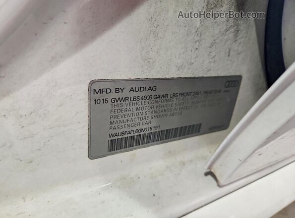 WAUBFAFL6GN015191 2016 AUDI A4 White Вид підкапотного простору