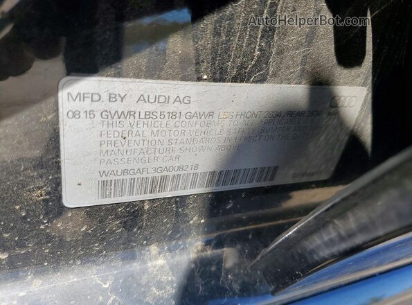 WAUBGAFL3GA008218 2016 AUDI S4 Black Widok komory silnika