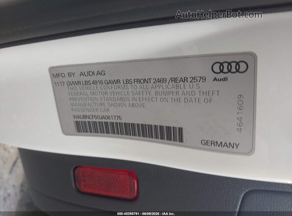 WAUBNCF50JA061775 2018 AUDI A5 White Engine compartment view