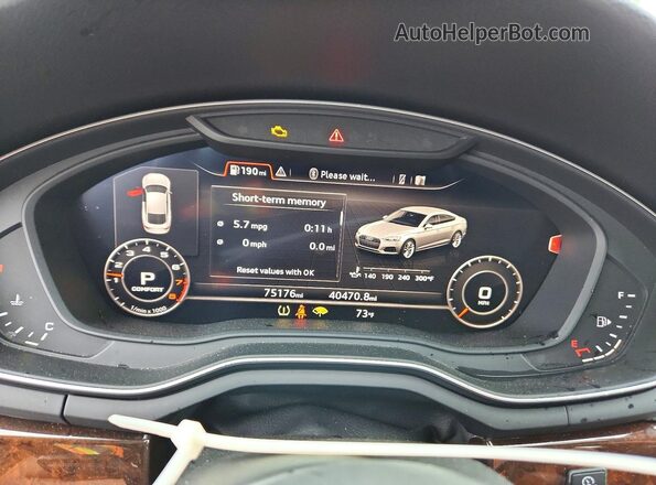 WAUBNCF53KA006187 2019 AUDI A5 Gray Вид щитка приладів