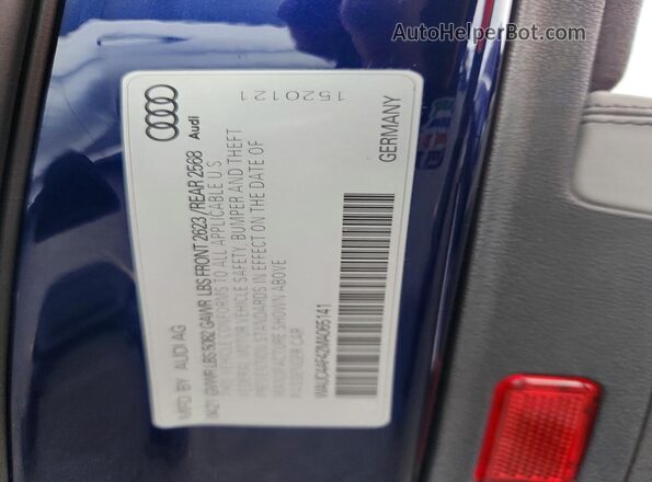 WAUC4AF42MA065141 2021 AUDI S4 Blue VIN կոդի պիտակի տեսք