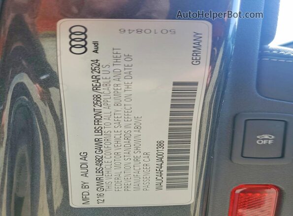 WAUC4AF44JA001386 2018 AUDI S4 Gray 