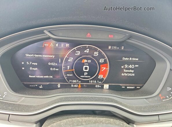 WAUC4CF55KA015951 2019 AUDI S5 Черный Вид щитка приборов