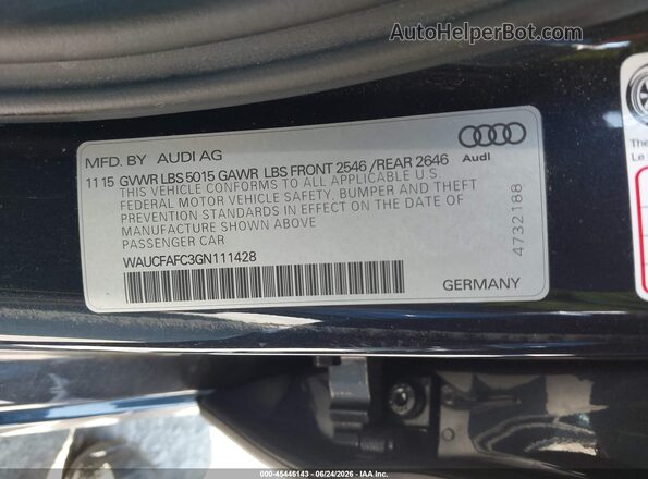 WAUCFAFC3GN111428 2016 AUDI A6 Black Вид підкапотного простору