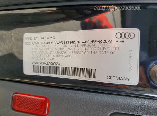 WAUCNCF50LA009554 2020 AUDI A5 Black Շարժիչի բաժամունքի տեսք