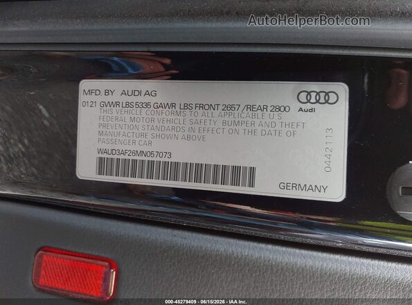WAUD3AF26MN057073 2021 AUDI A6 Black ძრავის განყოფილების ხედი