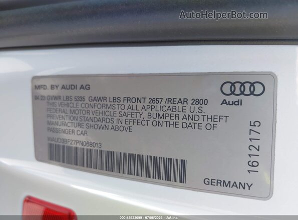WAUD3BF27PN068013 2023 AUDI A6 White Widok komory silnika