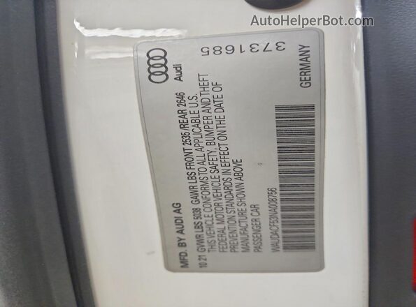 WAUDACF53NA008756 2022 AUDI A5 White ძრავის განყოფილების ხედი