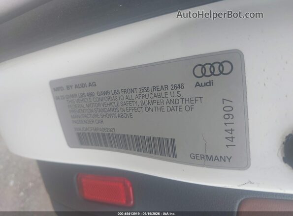 WAUDACF56PA052902 2023 AUDI OTHER White Вид підкапотного простору