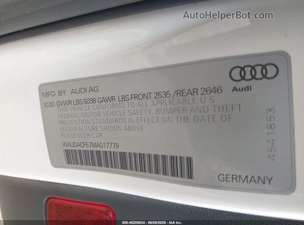 WAUDACF57MA017779 2021 AUDI OTHER Белый Вид подкапотного пространства