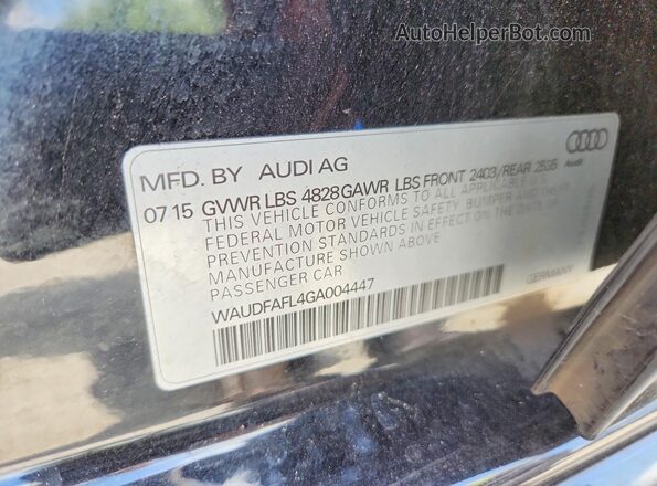 WAUDFAFL4GA004447 2016 AUDI A4 Black Շարժիչի բաժամունքի տեսք