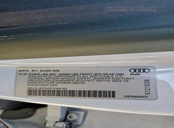 WAUDJBFW0P7004182 2023 AUDI E-TRON Gray Вид наклейки з VIN-кодом