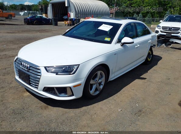 WAUDNAF40KA043346 2019 AUDI A4 White Առջևի ձախ երեք քառորդ տեսարան