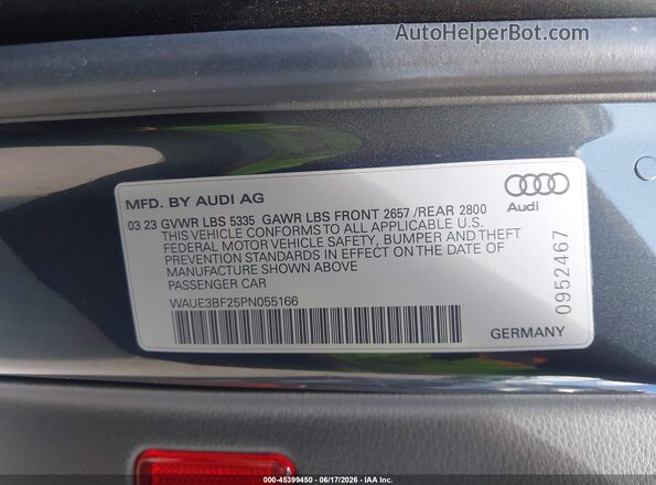 WAUE3BF25PN055166 2023 AUDI A6 Gray Widok komory silnika