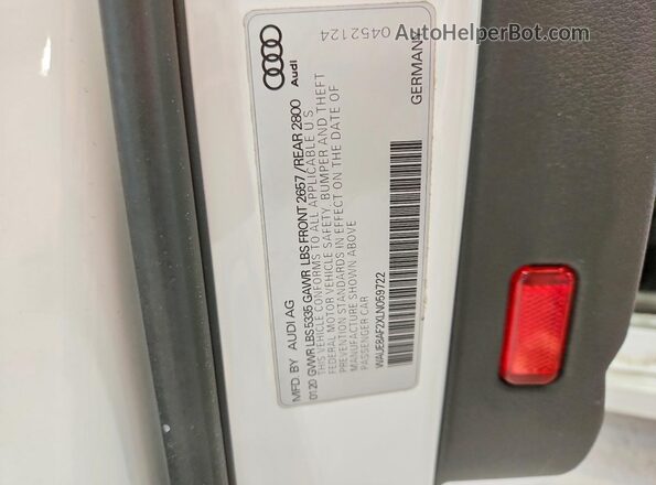 WAUE8AF2XLN059722 2020 AUDI A6 White Widok komory silnika