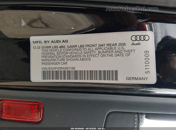 WAUEAAF43RA051158 2024 AUDI OTHER Черный 