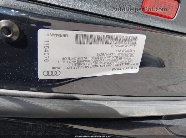 WAUEAAF44PN017106 2023 AUDI A4 Black Widok komory silnika