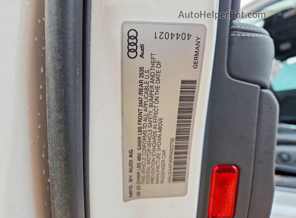 WAUEAAF45RN003735 2024 AUDI A4 White ძრავის განყოფილების ხედი
