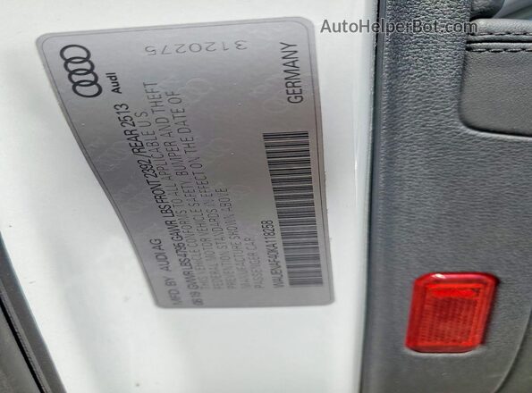 WAUENAF40KA118258 2019 AUDI OTHER White 