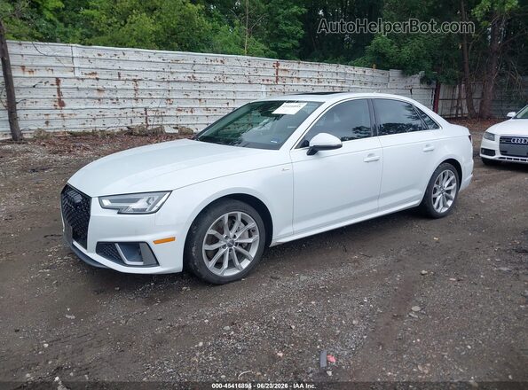WAUENAF41KN002804 2019 AUDI A4 White Առջևի ձախ երեք քառորդ տեսարան