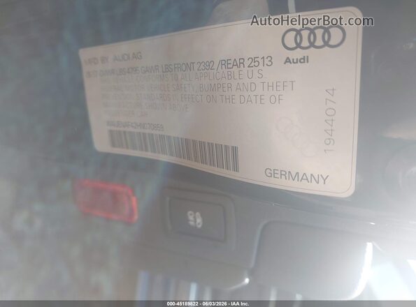 WAUENAF42HN070859 2017 AUDI A4 Gray Շարժիչի բաժամունքի տեսք