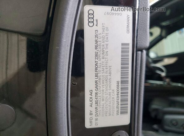 WAUENAF43HN006846 2017 AUDI A4 Black ძრავის განყოფილების ხედი