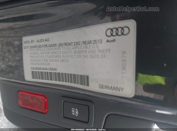 WAUENAF44HA140546 2017 AUDI OTHER Gray Engine compartment view