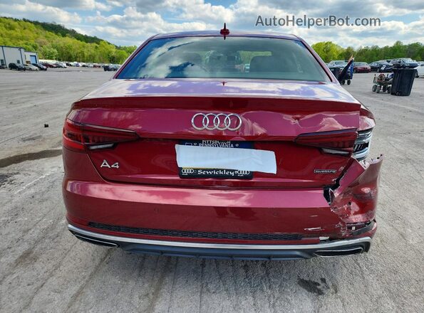 WAUENAF44KA081473 2019 AUDI A4 Red Вид ззаду