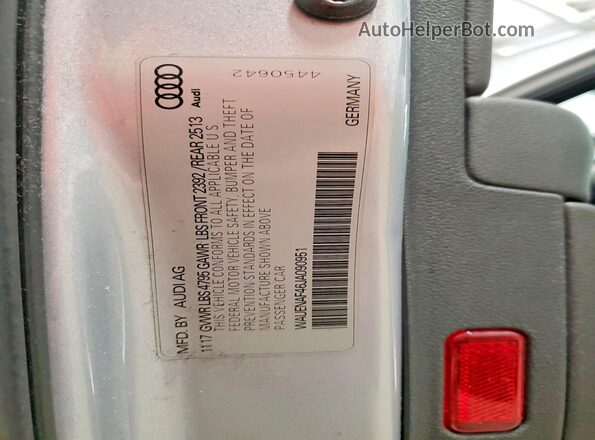 WAUENAF46JA090951 2018 AUDI A4 Silver Вид наклейки з VIN-кодом