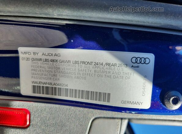 WAUENAF48LA048204 2020 AUDI A4 Синий 