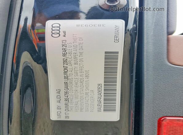 WAUENAF4XJA063526 2018 AUDI A4 Black ძრავის განყოფილების ხედი