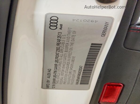 WAUENAF4XKA029247 2019 AUDI A4 White Շարժիչի բաժամունքի տեսք
