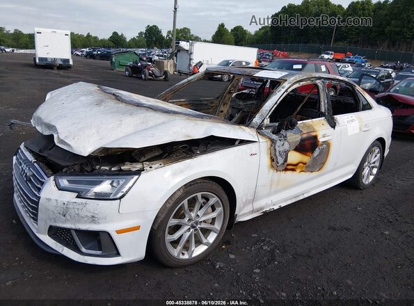 WAUENAF4XKA113892 2019 AUDI A4 White Առջևի ձախ երեք քառորդ տեսարան