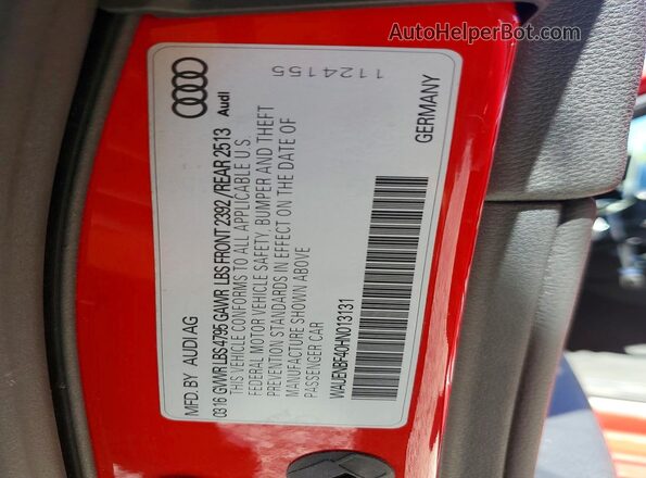 WAUENBF40HN013131 2017 AUDI A4 Red VIN կոդի պիտակի տեսք