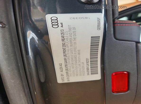 WAUENBF41JA182331 2018 AUDI A4 Charcoal VIN կոդի պիտակի տեսք
