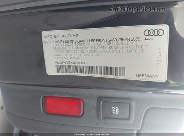WAUENCF5XJA010085 2018 AUDI A5 Blue 