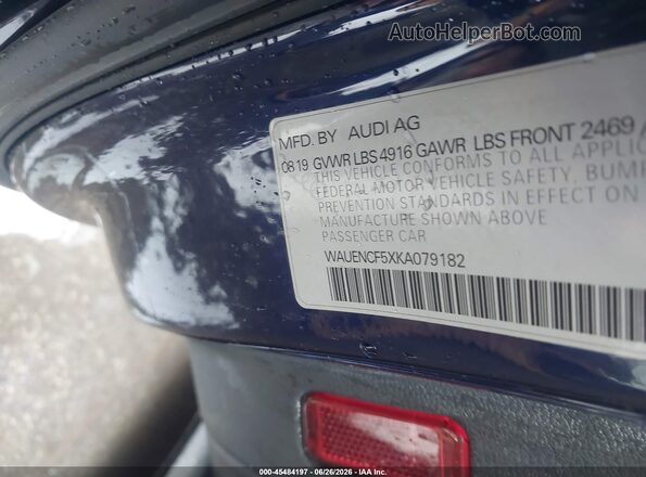 WAUENCF5XKA079182 2019 AUDI A5 Blue Widok komory silnika