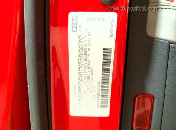 WAUFACF55MA012928 2021 AUDI A5 Red ძრავის განყოფილების ხედი