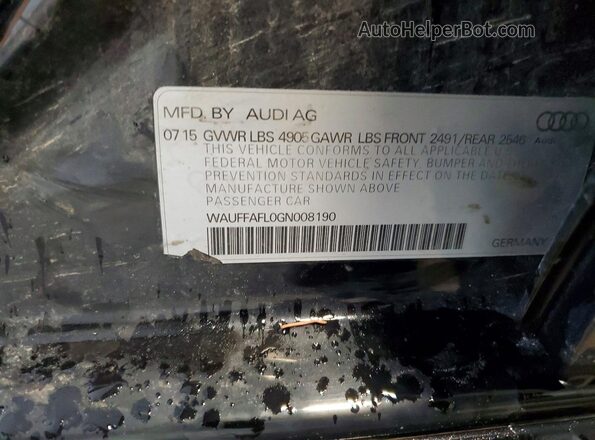 WAUFFAFL0GN008190 2016 AUDI A4 Black Շարժիչի բաժամունքի տեսք