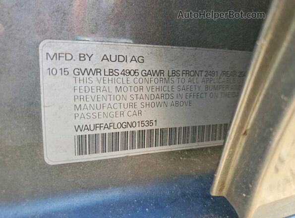 WAUFFAFL0GN015351 2016 AUDI A4 Gray Engine compartment view