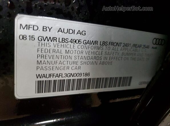 WAUFFAFL3GN009186 2016 AUDI A4 Black VIN sticker view