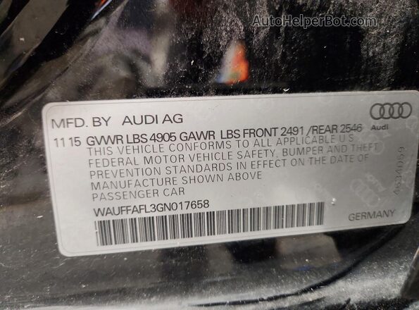 WAUFFAFL3GN017658 2016 AUDI A4 Black ძრავის განყოფილების ხედი