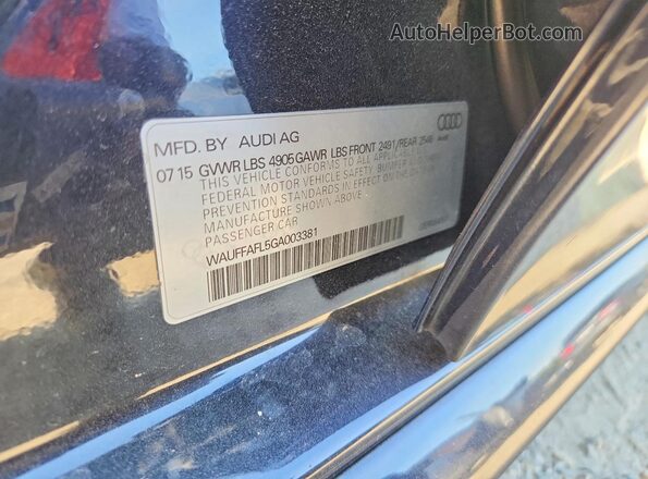 WAUFFAFL5GA003381 2016 AUDI A4 Черный Вид наклейки с VIN-кодом