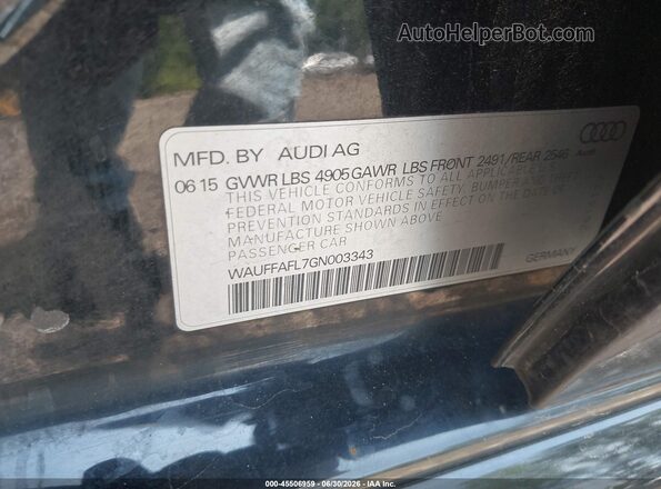 WAUFFAFL7GN003343 2016 AUDI A4 Black Vista del compartimento del motor