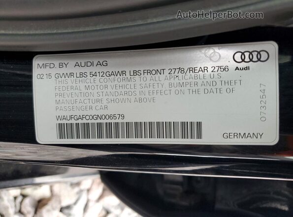 WAUFGAFC0GN006579 2016 AUDI A6 Black Շարժիչի բաժամունքի տեսք