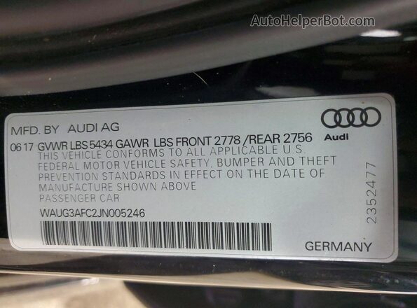 WAUG3AFC2JN005246 2018 AUDI A6 Black Engine compartment view