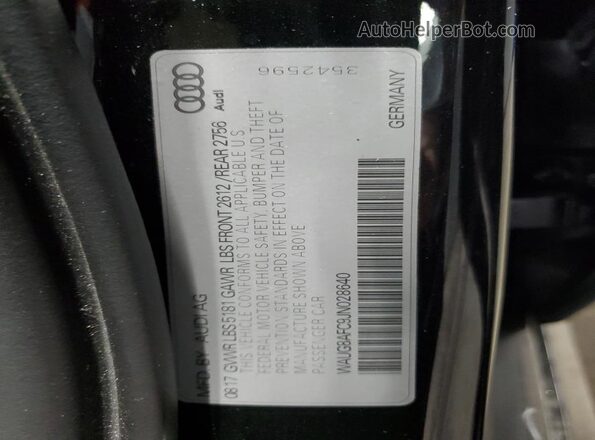 WAUG8AFC9JN028640 2018 AUDI A6 Черный Вид наклейки с VIN-кодом