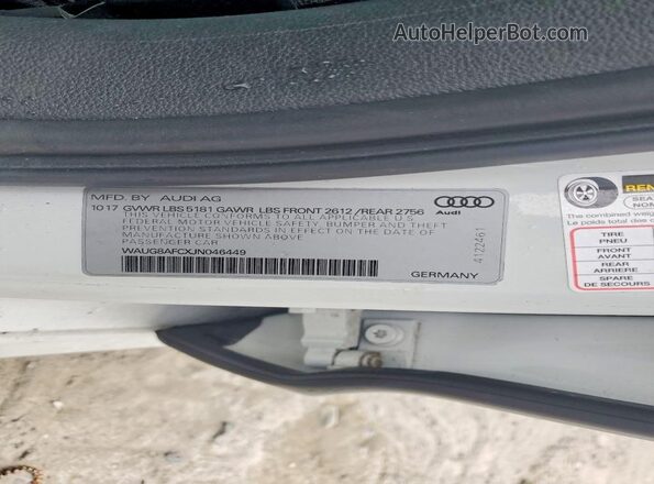 WAUG8AFCXJN046449 2018 AUDI A6 White Widok komory silnika