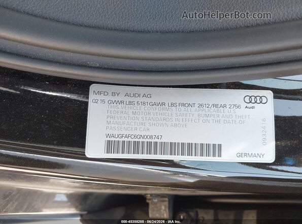 WAUGFAFC6GN008747 2016 AUDI A6 Черный Вид подкапотного пространства